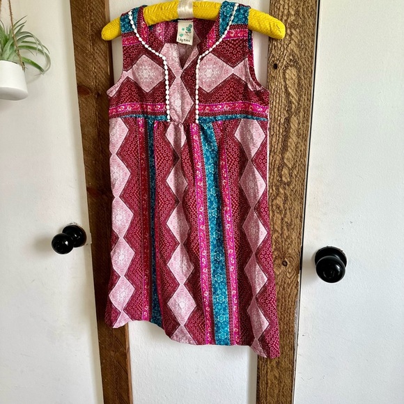 Lily Bleu Boutique Boho Sleeveless Mixed Media Tassel Girls 12 Dress - Picture 3 of 15